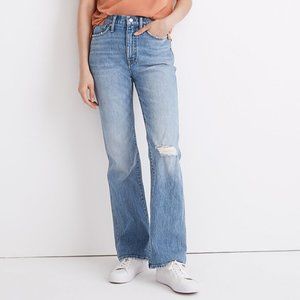 Madewell '90s High-Rise Bootcut Jeans in Firth Wash Knee-Rip blue
